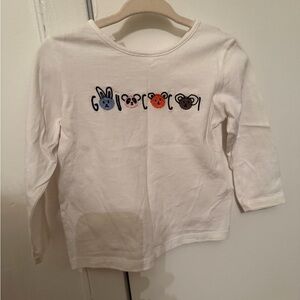 Gucci White Long Sleeve Kids Tee with Animal Motif